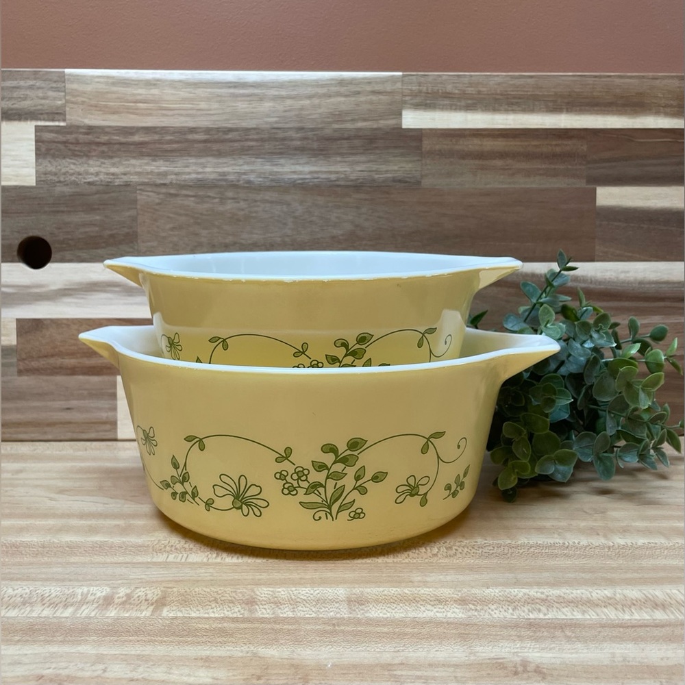 Vintage Pyrex Shenandoah Casserole Dish 2pc Set (442 & 443)